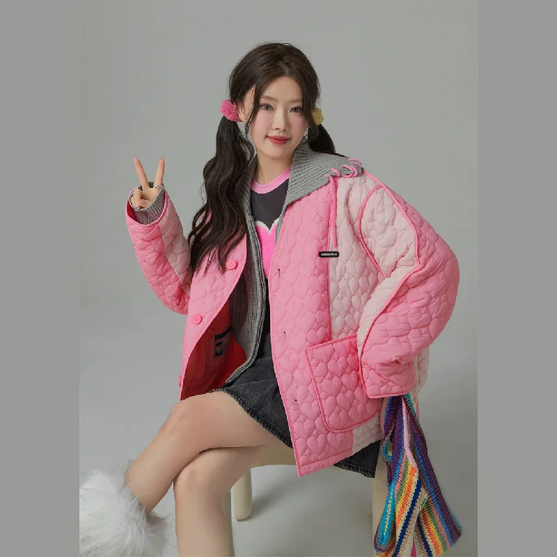 Celebrity Picks Chuu Heart Quilted Jacket