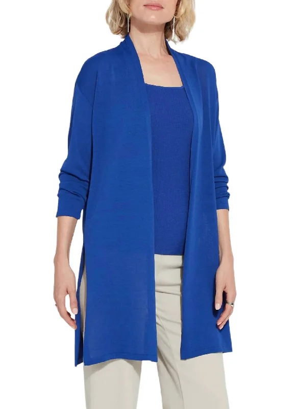 Versatile Itinerary Avril Knit Duster In Cobalt Pop