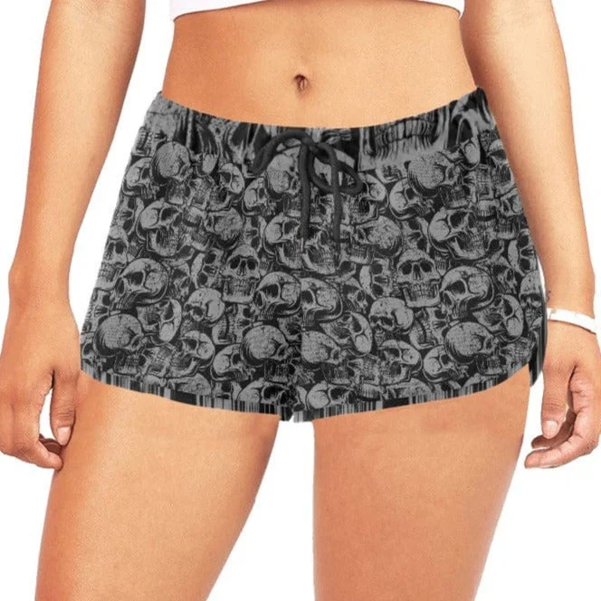 Street Fashion Women's Black Skulls Casual Shorts