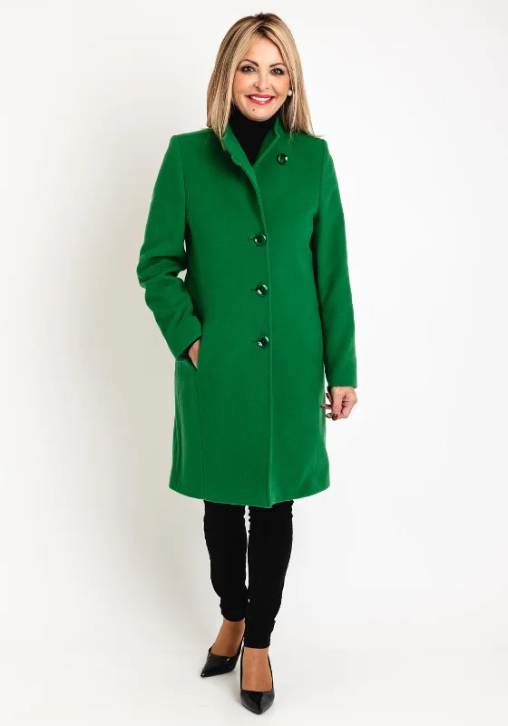 Versatile Itinerary Christina Felix Classic Tailored Wool Cashmere Blend Long Coat, Shamrock Green