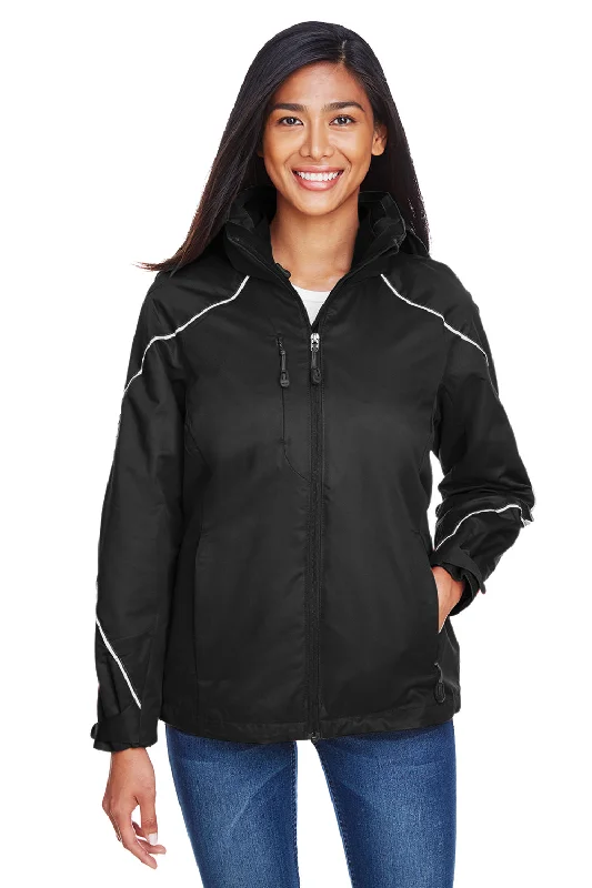 High-end Design North End Womens Angle 3-in-1 Water Resistant Full Zip Hooded Jacket - Black