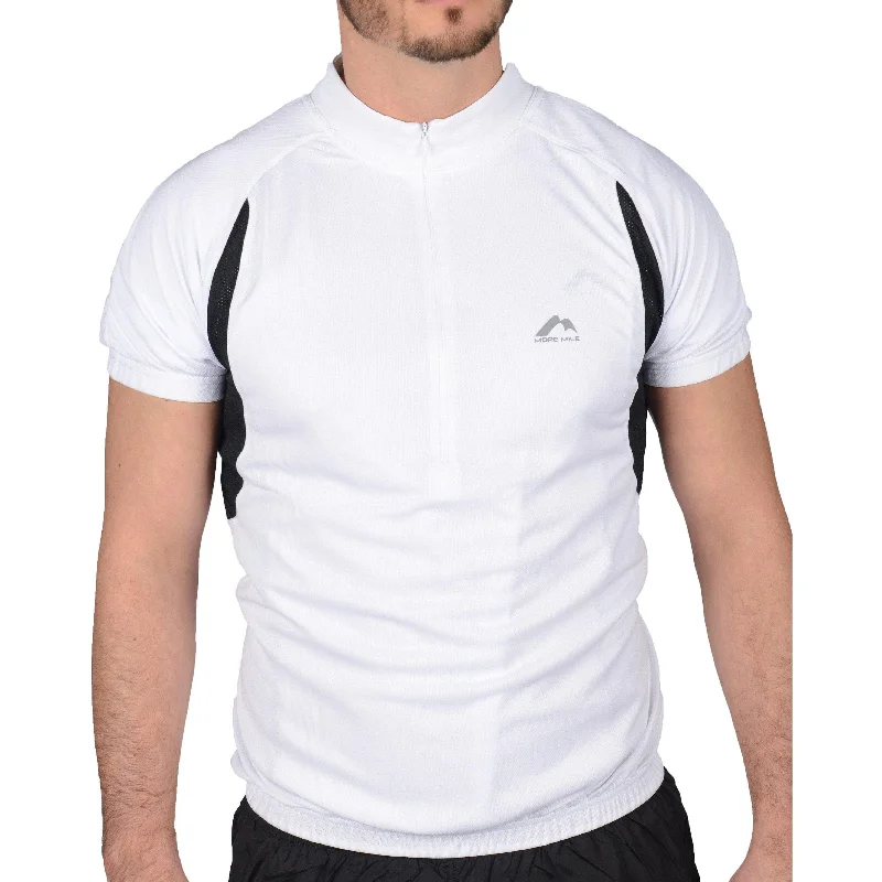 Comfortable Fashion More Mile Short Sleeve Half Zip Mens Cycling Jersey - White