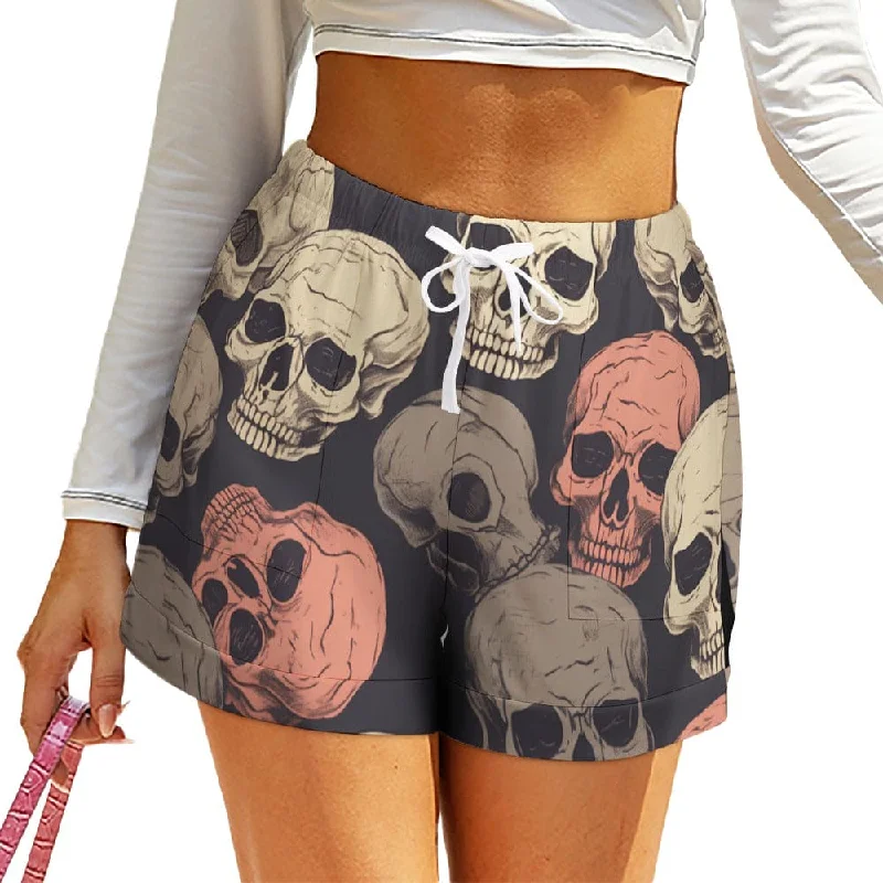 Noble And Elegant Women's Skulls High Waist Loose Elastic Waist Shorts