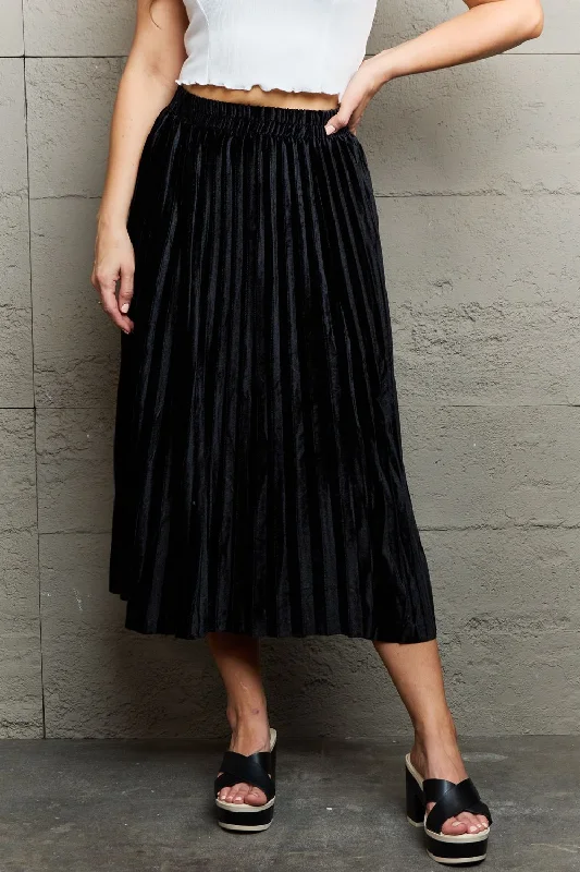 Effortless Style Ninexis Accordion Pleated Flowy Midi Skirt