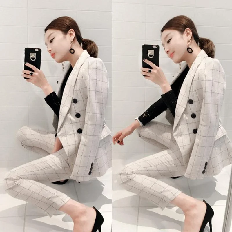 Energy Wear Plaid Women Pantsuit