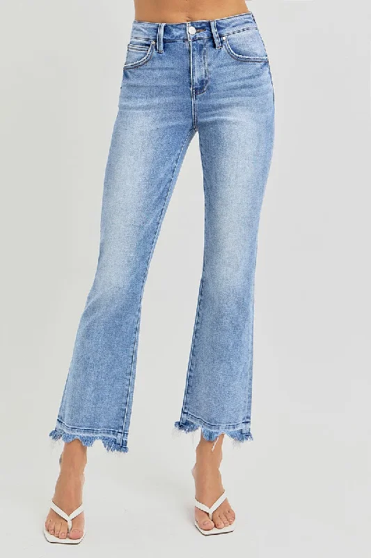 High-end Customization Risen High Rise Crop Straight Slim Denim