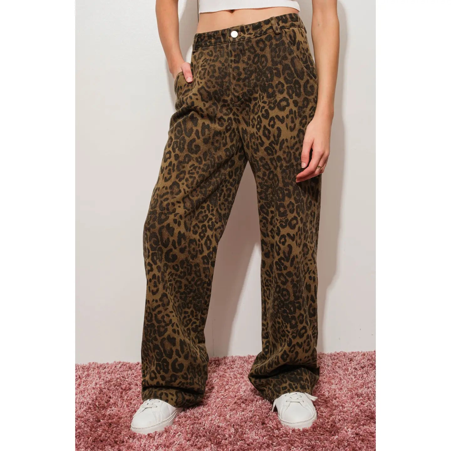 Soft Fashion Leopard Print Denim Pants