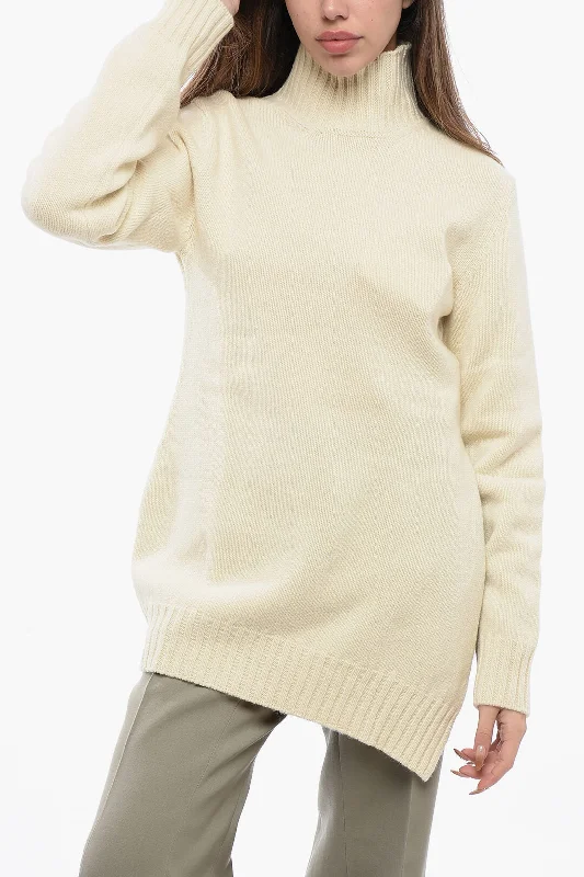 New Products Jil Sander Turtleneck Sweater With Asymmetric Hem