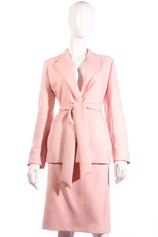 Free Design Louis Feraud Skirt Suit Pink Wool UK Size 12