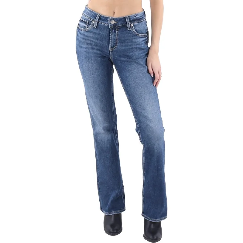 Fashionable In The Times Silver Jeans Co. Womens   Elyse Mid Rise Embroidered Bootcut Jeans