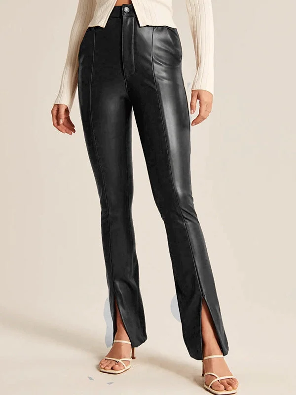 Perfect Tailoring ZASUWA Female Faux Leather Split Pocket Leggings