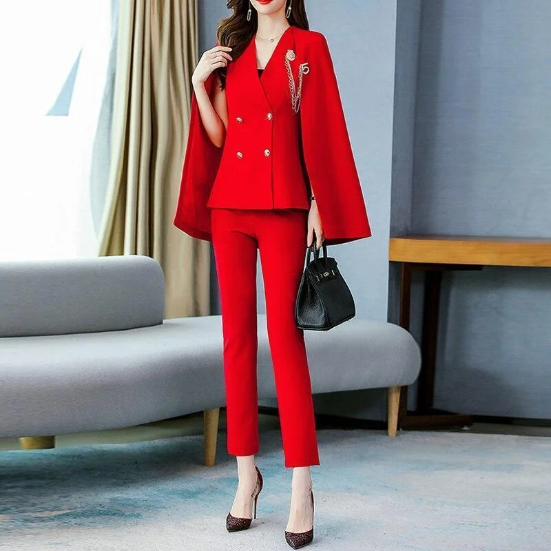 Fashion Must-have Elegant Lapel Double Breasted Pantsuit