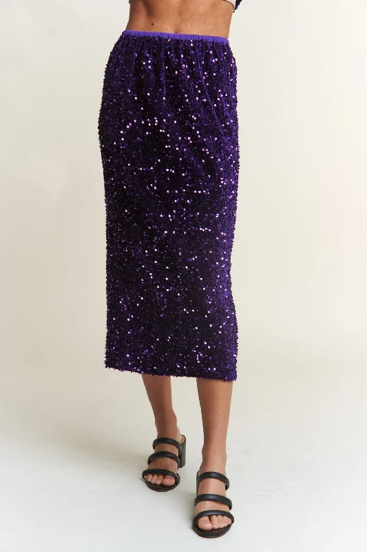 Personal Design J.NNA Sequin Back Slit Midi Skirt