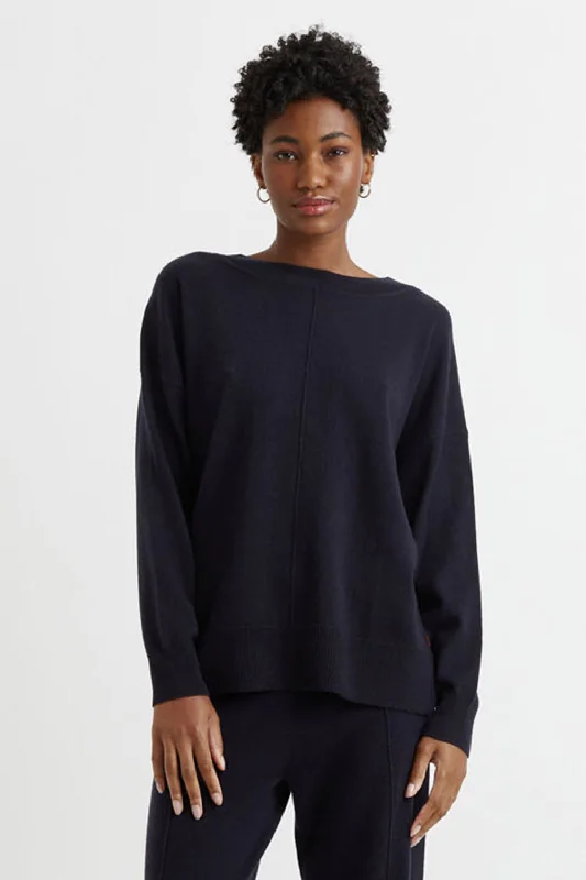 Tropical Style Navy Wool-Cashmere Slouchy Sweater