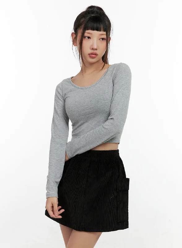 Comfortable Fashion Classic Scoop Neck Crop Top CN404