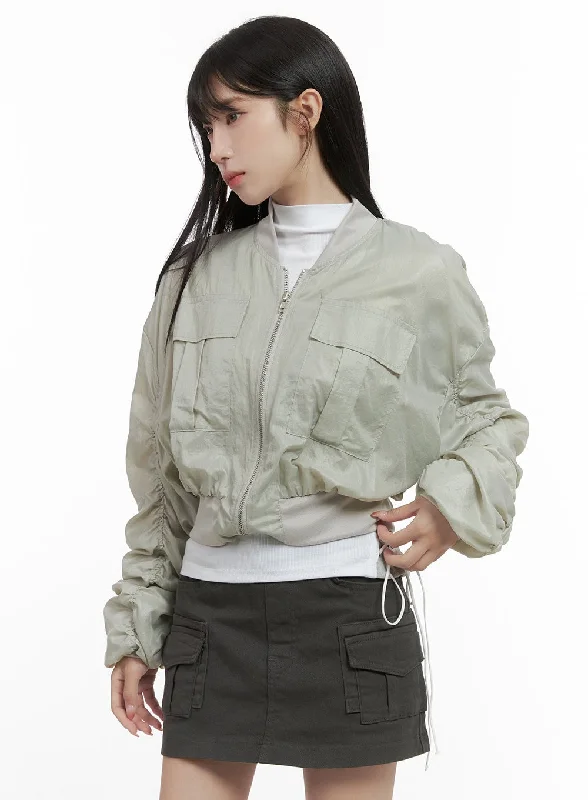 High-end Sense String Shirred Crop Jacket CS419