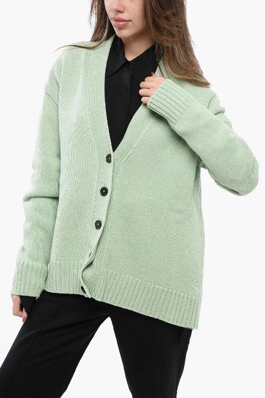 Noble And Elegant Jil Sander Cashmere-Blended Cardigan With Asymmeric Hem