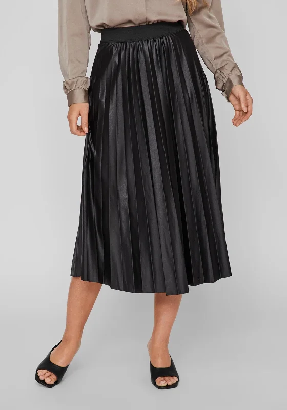 Economic Outlook Vila Nitman Pleasted Midi Skirt, Black