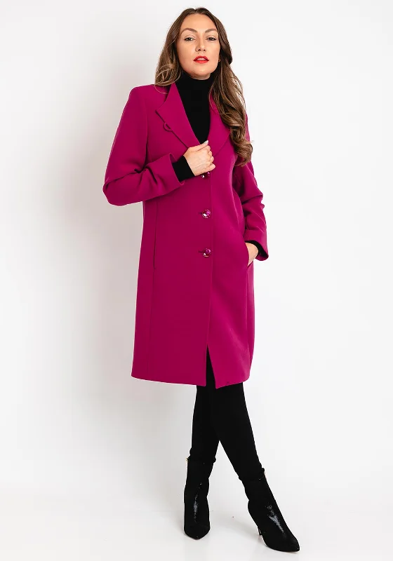 Lace Design Christina Felix Classic Tailored Long Coat, Magenta