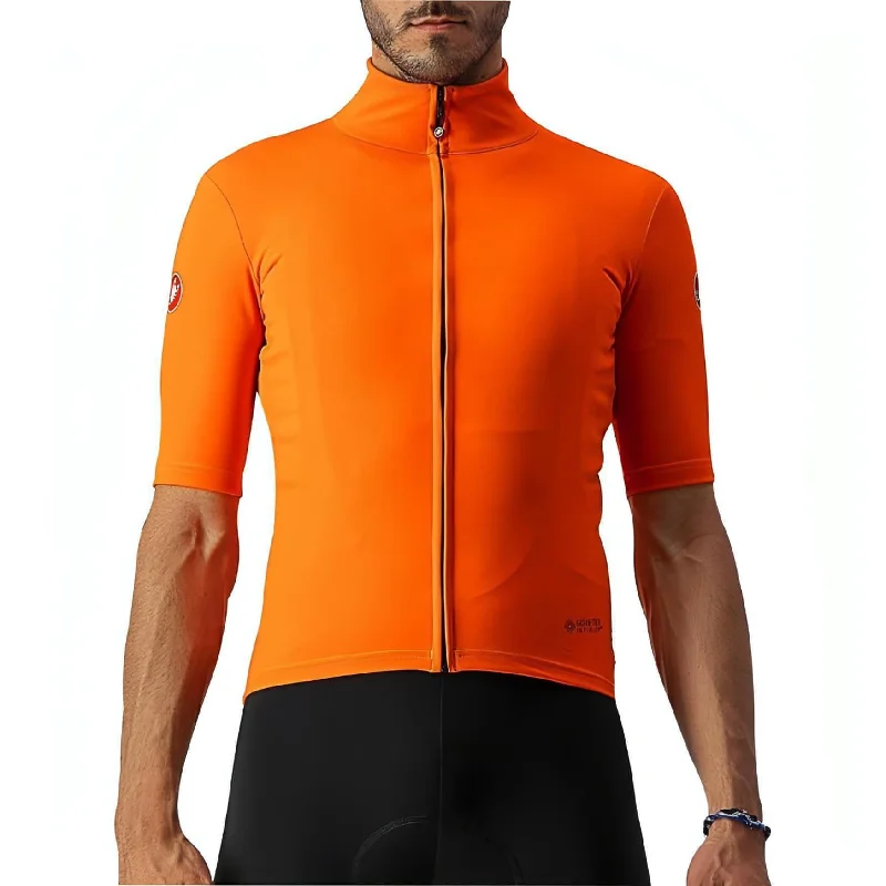 British Style Castelli Perfetto RoS Light Short Sleeve Mens Cycling Jersey - Orange