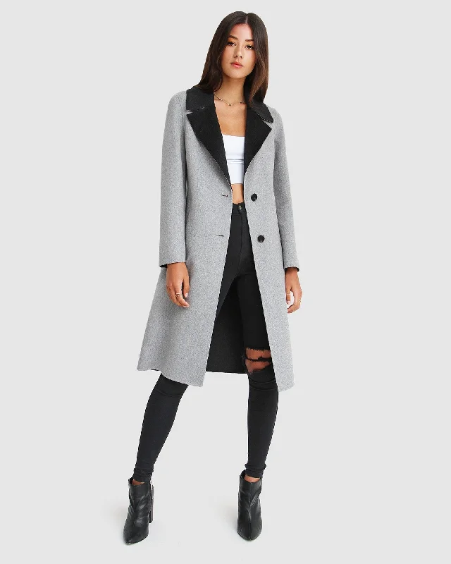 Trendy Items Lexington Two-Tone Wool Blend Coat - Grey