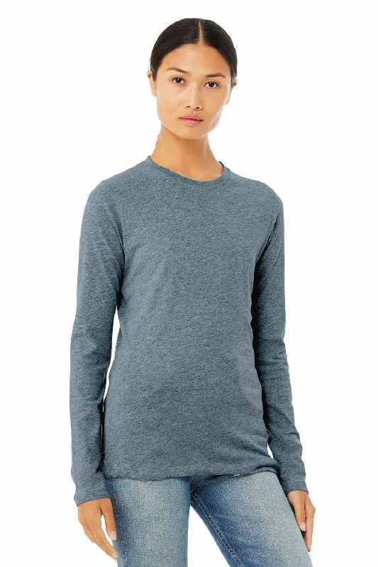 Comfortable Wear Bella + Canvas Womens Jersey Long Sleeve Crewneck T-Shirt - Heather Slate