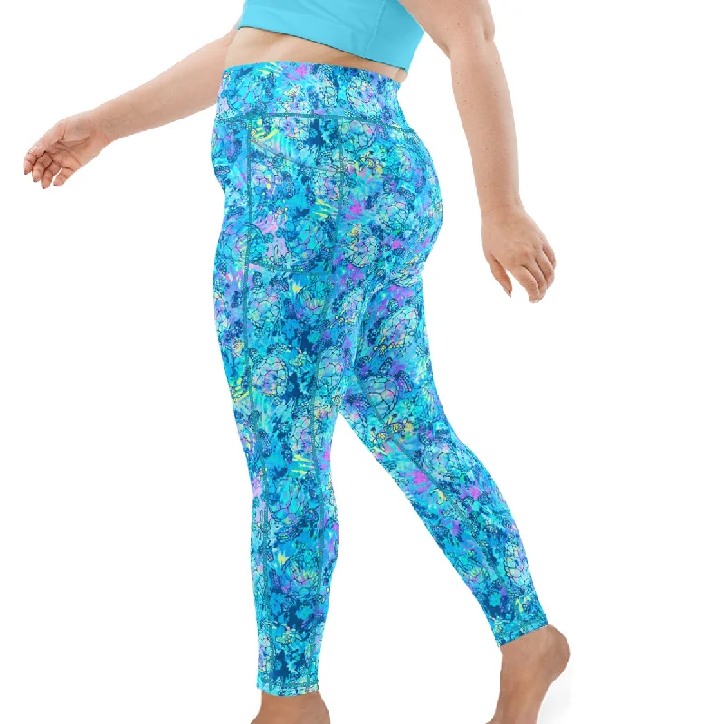 Fresh And Fashionable Plus Size Eco-Friendly Turtle Tie Dye Contour Leggings