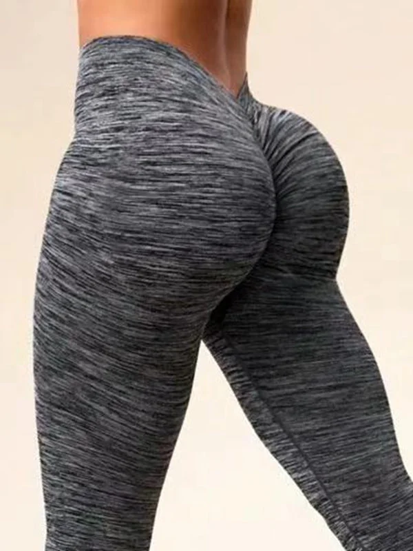 Fashionable Items ZASUWA Female Deep V Back Scrunch Bum Seamless Leggings