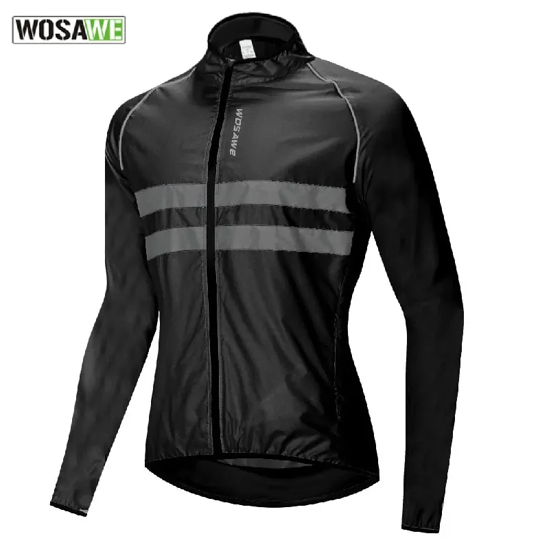 Celebrity Style WOSAWE Ultralight Reflective Men Cycling Jacket Long Waterproof Windproof Road Mountain Bike MTB Jackets Bicycle Windbreaker