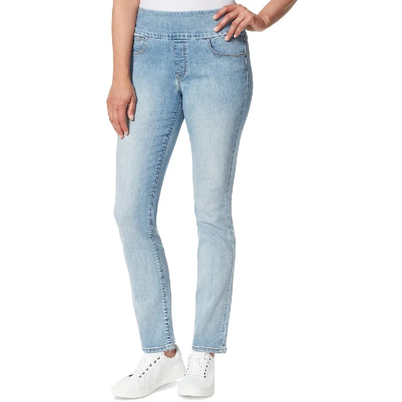 Breathable Design Gloria Vanderbilt Womens High Rise Pull On Straight Leg Jeans