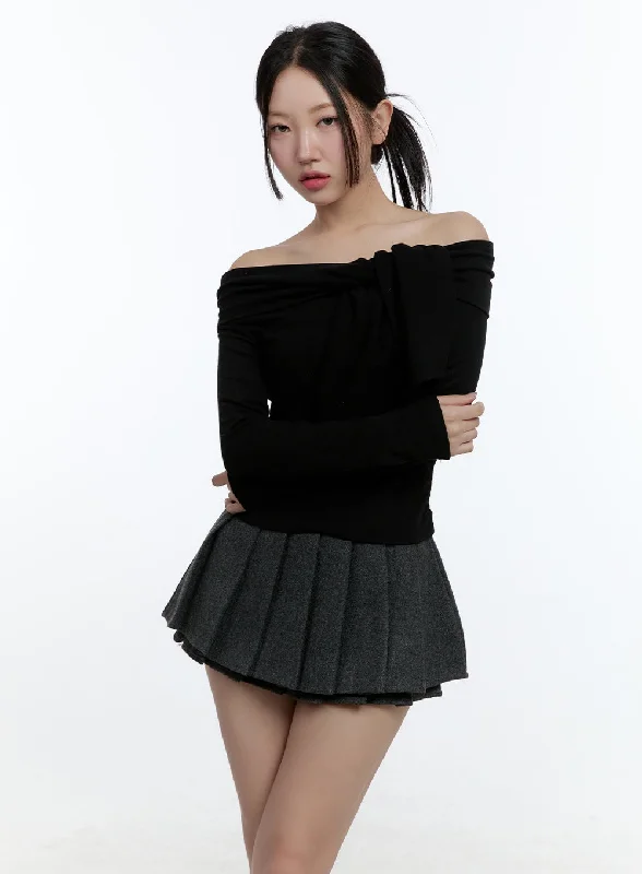 Artistic Temperament Off Shoulder Ribbon Crop Top CD423