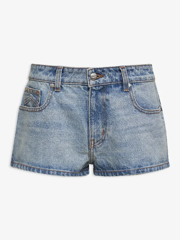 Printed Patterns LOW-WAIST DENIM SHORTS