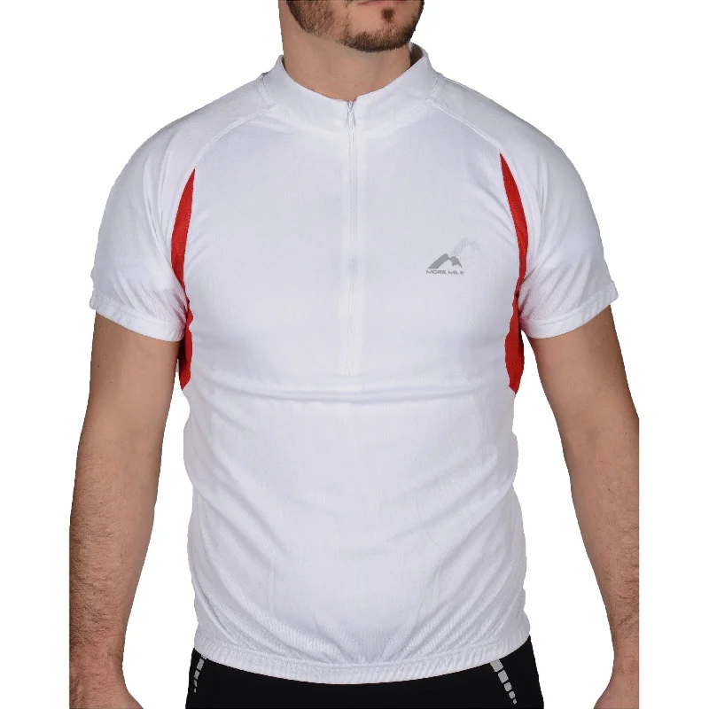 Fresh And Fashionable More Mile Short Sleeve Half Zip Mens Cycling Jersey - White