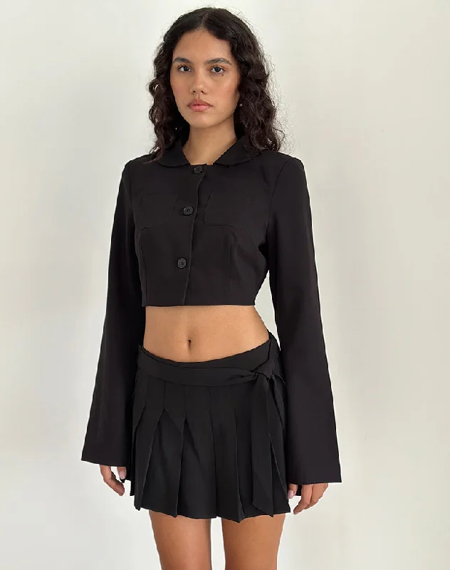 American Style Zaviya Cropped Jacket in Black