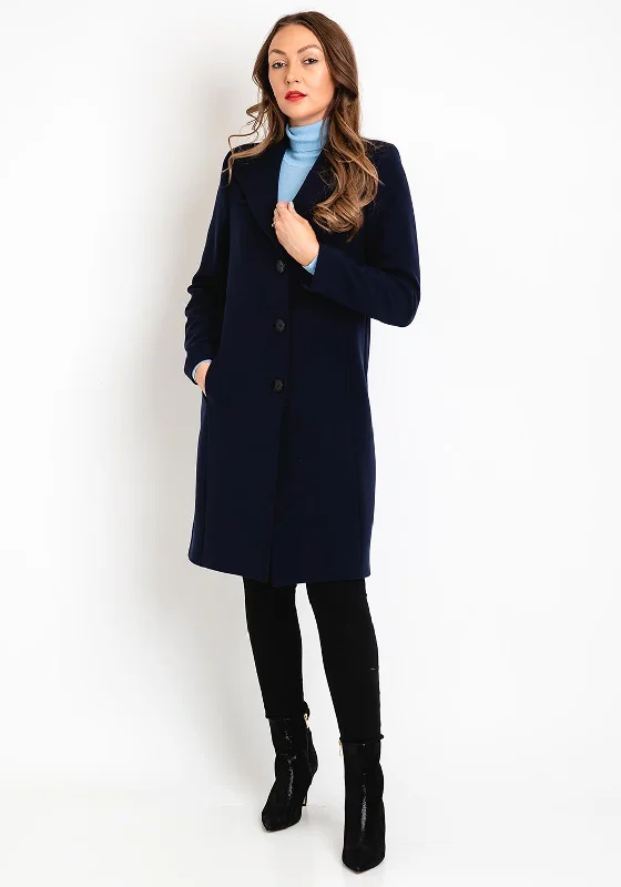 Fresh And Elegant Christina Felix Classic Tailored Long Coat, Navy