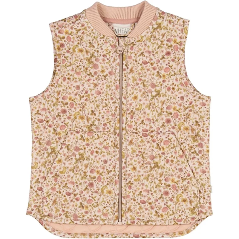 Youthful Style Wheat Thermo Watercolor Flora Vest Gilet Ede