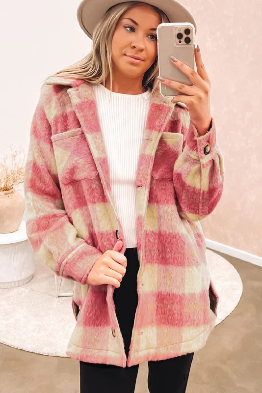 Bright Colors Casual Oversized Plaid Jacket