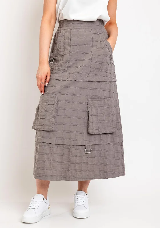 Sports Trend My Soul Pocket Detail Textured Midi Skirt, Sand