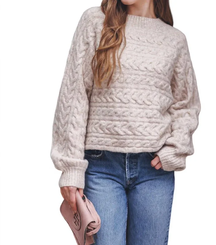 Free Design Marina Cable Knit Sweater In Oatmeal