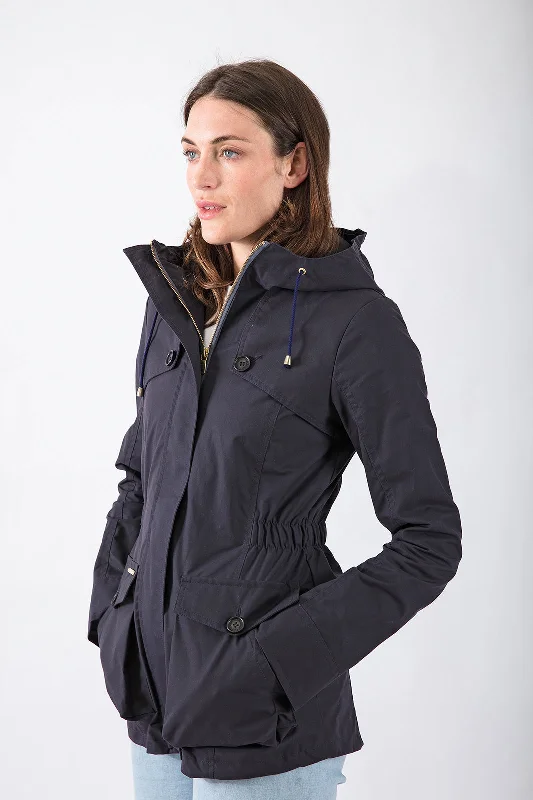 Fashionable In The Times Wax Parka in Navy