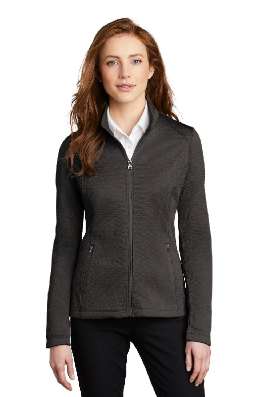 Luxury Classic Port Authority Womens Diamond Fleece Full Zip Jacket - Heather Dark Charcoal Grey - Closeout