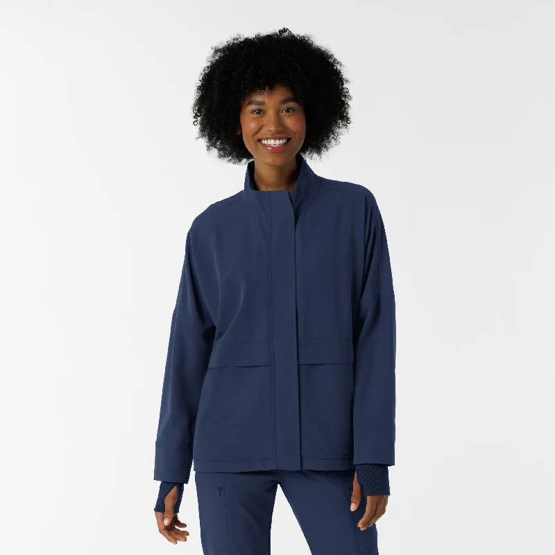 Free Design Women's Germs Happen Packable Scrub Jacket - Navy