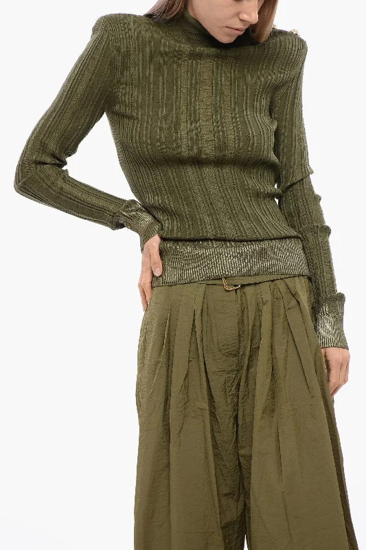 Fashionable In The Times Balmain Open-Knit Sweater With Jewel Buttons