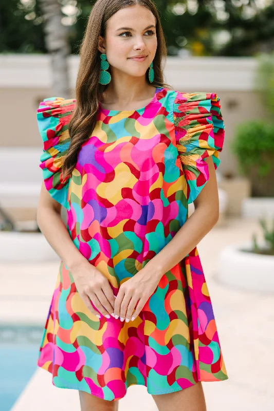 Exquisite Tailoring All About The Drama Multi Colored Abstract Dress