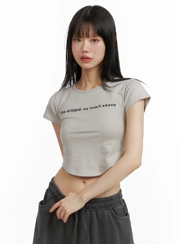 European Plan Graphic Lettering Crop Tee CL402