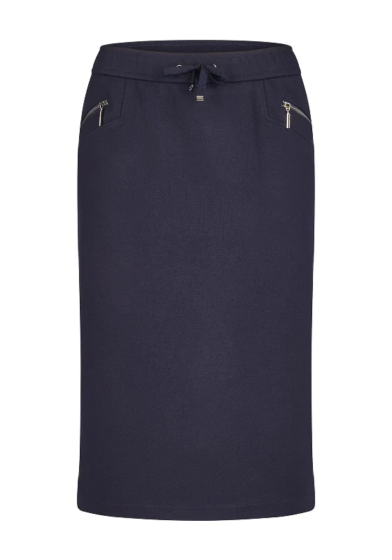 Simple Design Rabe Jersey Zip Pencil Skirt, Navy