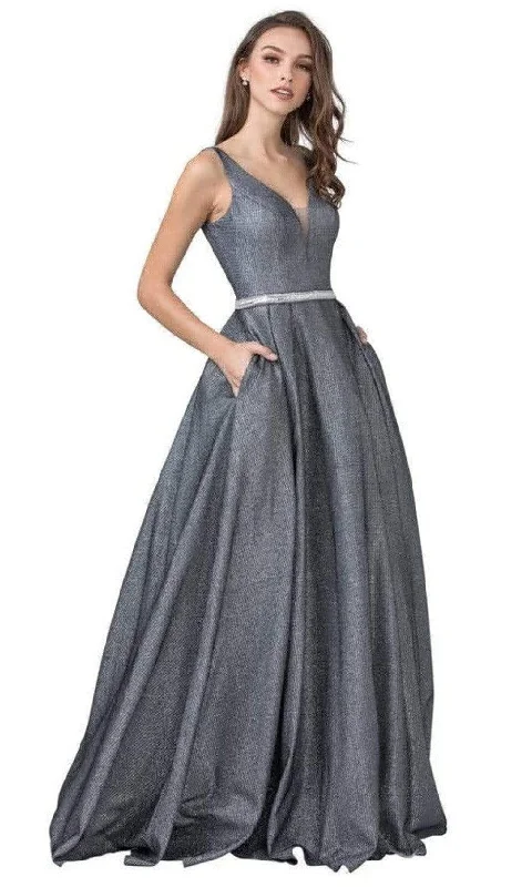 Simple Design Trevi Collection - L2303 V Back Plunging V-Neck Simple Prom Dress