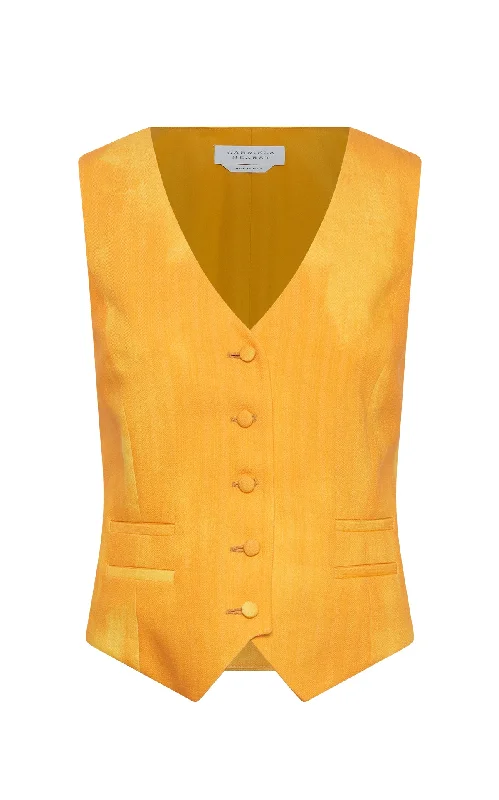 Fresh And Elegant Coleridge Vest in Cadmium Yellow Virgin Wool