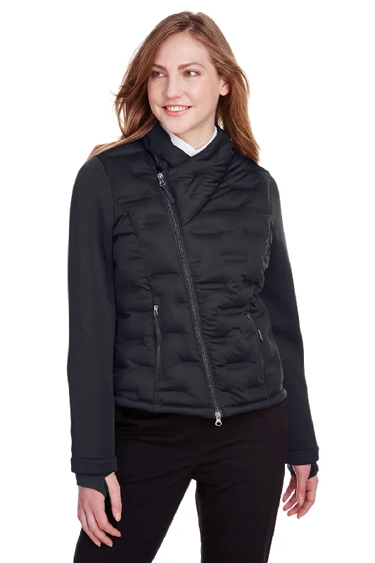 Integrated Design North End Womens Pioneer Hybrid Waterproof Full Zip Bomber Jacket - Black/Carbon Grey - Closeout