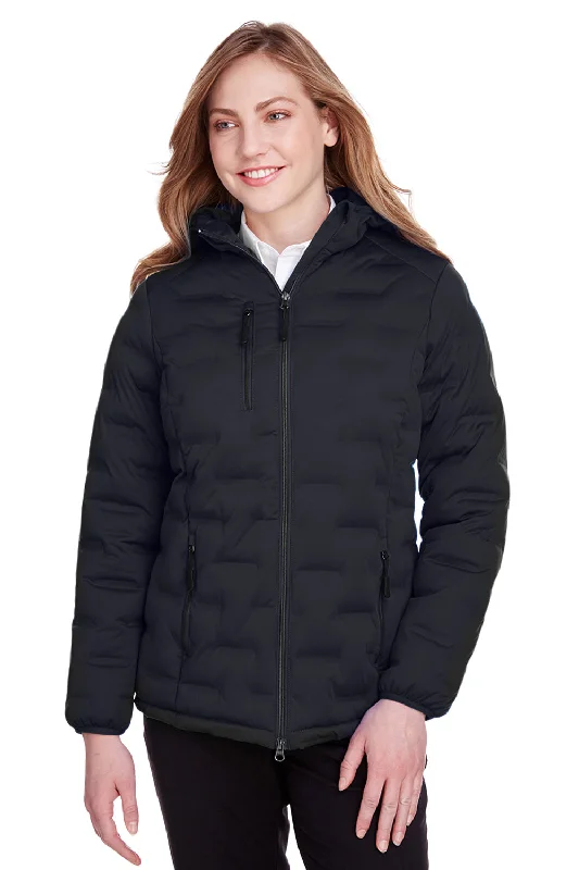 Fashion Wear North End Womens Loft Waterproof Full Zip Hooded Puffer Jacket - Black/Carbon Grey